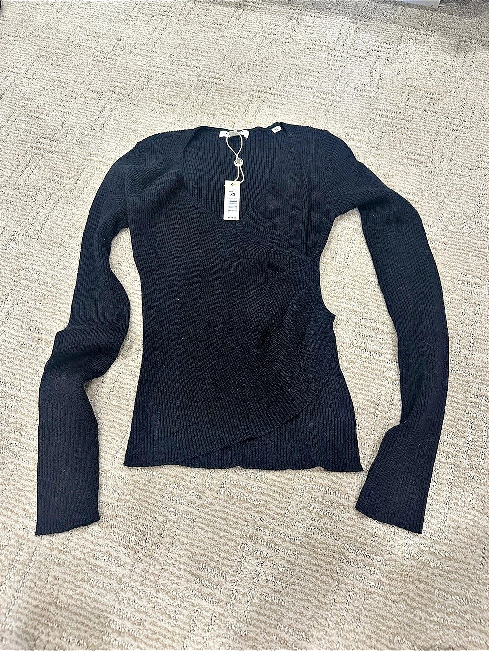 NWT Max Studio ribbed Wrap Sweater in Black